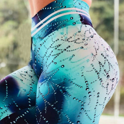 Workout Water Droplets Leggings Women Sports Yoga Pants Fitness Push Up Printed Gym Leggings Running Pants Elastic Slim Pants
